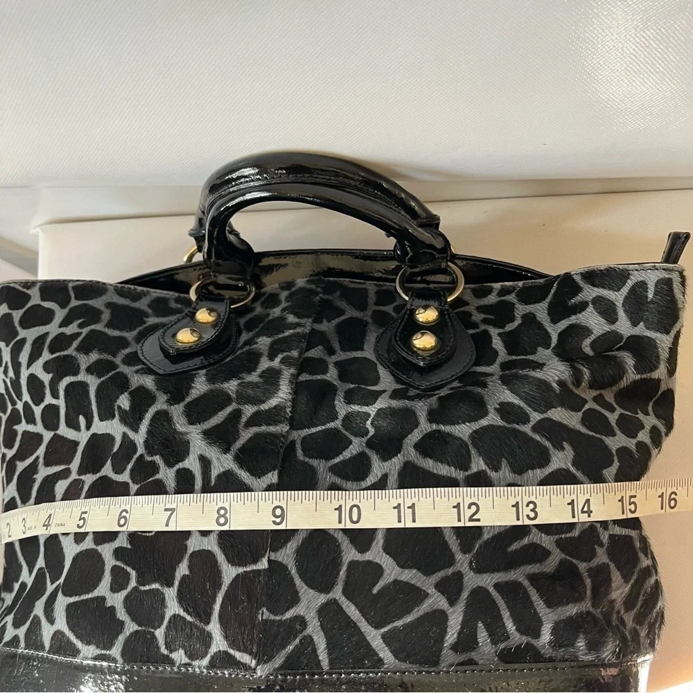 Roberta Gandolfi Italy Real Fur Animal Print Leather Bag Satchel